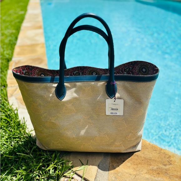 Asprey Cream and Blue Tote Bag - Picture 4 of 11